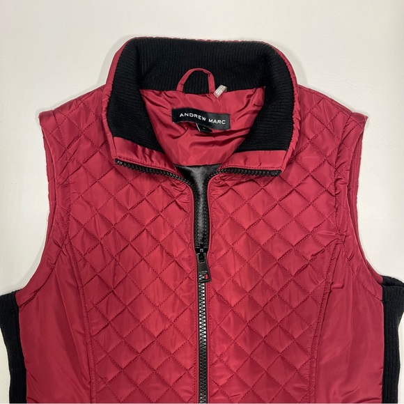 Andrew Marc Puffer Vest Full Zip Burgundy / Maroon Red Jacket Size Small - Picture 5 of 14